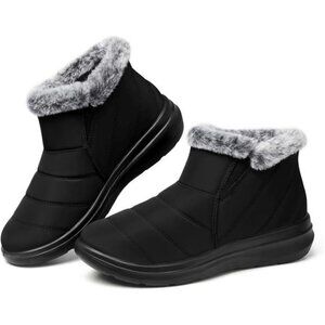 Womens Winter Boots Waterproof Snow Ankle Fur Lined Slip On Warm Insulated Shoes